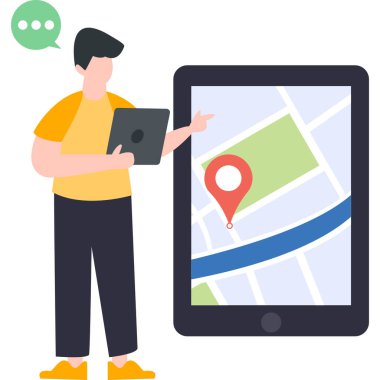 GPS konum vektör illüstrasyonu olan adam