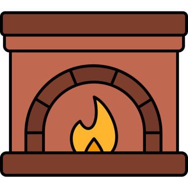 Şömine. Web simgesi basit illüstrasyon