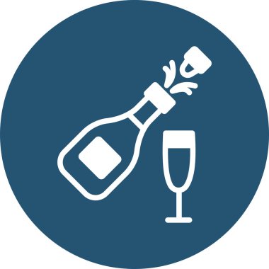 Şampanya cam ikonu. vektör illüstrasyonu