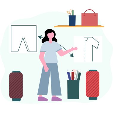 Kolayca Düzenleyebilen veya Düzenleyebilen Kadın Kıyafet Tasarımcısı İllüstrasyonu