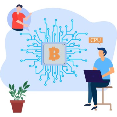 İşlemci İllüstrasyonu ile Bitcoin Madenciliği Kolayca Değiştirebilen veya Düzenleyebilen