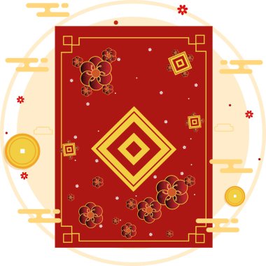 new year card with red and gold elements