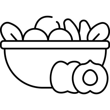 Taze yemek ikonlu kase, taslak tarzı