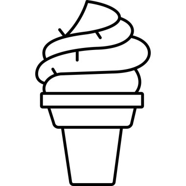 Krema konisi ikonu. beyaz arkaplanda izole edilmiş web tasarımı için ana hatlı krem koni vektör simgesi