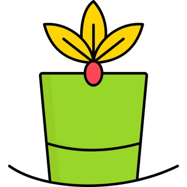 Kırmızı yapraklı yeşil yaprak bitkisinin çizgi film çizimi..