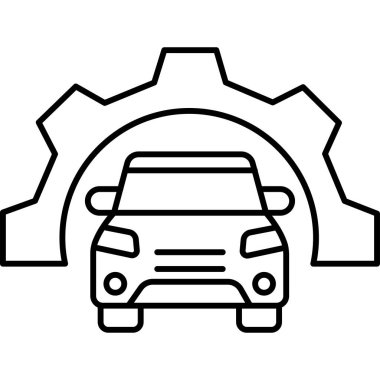 İzole edilmiş arkaplana sahip Otomotiv Vektörü simgesi çizgisi biçimi 
