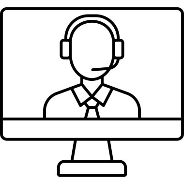 İzole edilmiş arkaplana sahip müşteri hizmetleri vektör çizgisi biçimi 