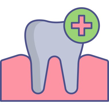 Üzerinde artı olan bir diş.