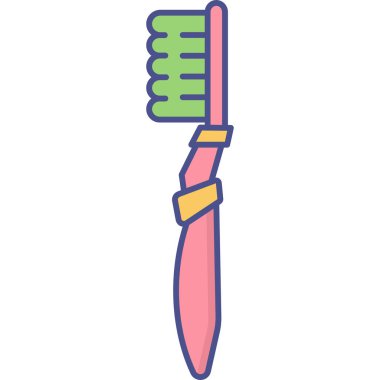 Yeşil ve pembe tüyleri olan bir diş fırçası.