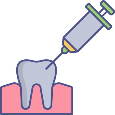 Şırıngalı bir diş ve diş fırçası.