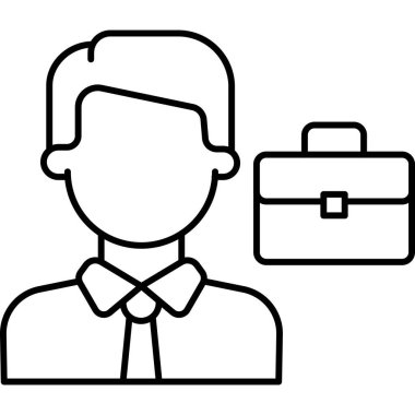 Avatar işadamı evrak çantası simgesi, vektör illüstrasyonu