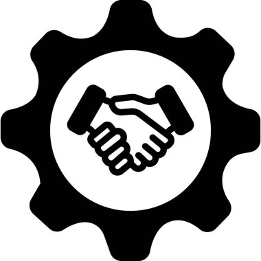 İş birliği vektör simgesi. biçim iki renkli düz sembol, siyah ve beyaz renkler, yuvarlak açılar, gri arkaplan