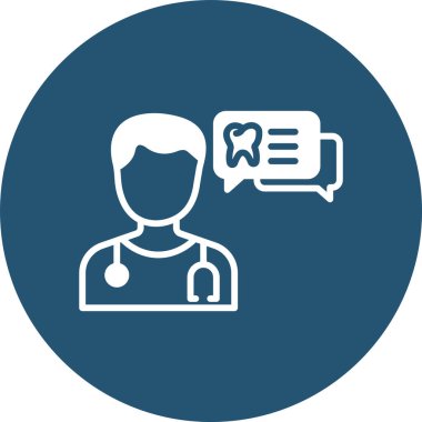 Doktor ikonu. yuvarlak düz çizim. düz simge mavi renk, beyaz arkaplan.