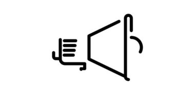 Beyaz arkaplanda megafon animasyonu