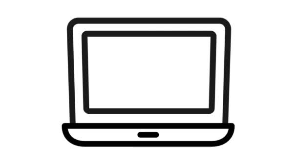 Animazione Laptop Sfondo Bianco — Video Stock