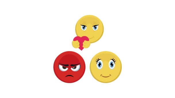 Emojis Video Animacja Pojedyncze Tło — Wideo stockowe