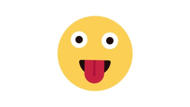 Lengua Fuera Emoji Icono Animado Aislado Fondo — Vídeos de Stock