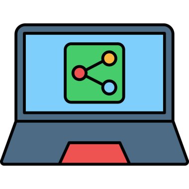 dizüstü bilgisayar simgesi renk ana hatları vektörü