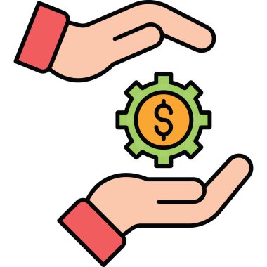 Para vektörü simgesi renkli dış hat biçiminde oluşturuluyor 