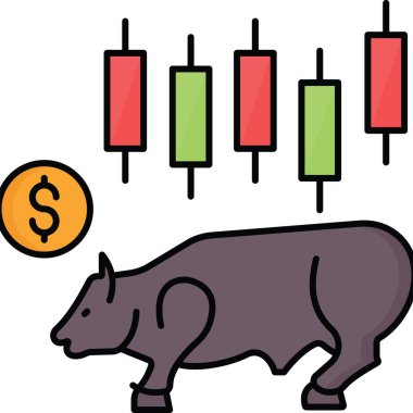 Renkli dış hat biçiminde borsa vektör simgesi 