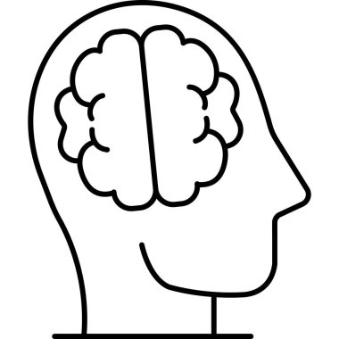 Taslak biçimdeki izole edilmiş arkaplan ile beyin vektörü simgesi 