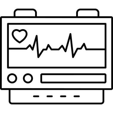 Taslak biçimdeki izole edilmiş arkaplan ile Ecg Machine vektör simgesi 