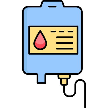 Kan torbası ikonu. beyaz üzerinde izole edilmiş ana hatlı kan torbası vektör rengi