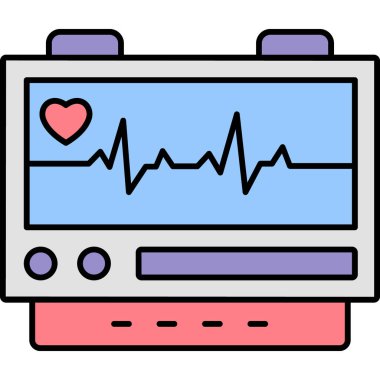 Ecg Machine monitör simgesi. tıbbi kardiyogram monitör vektör simgesi rengi düz izole