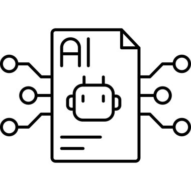 yapay zeka robot vektör ince çizgi simgesi