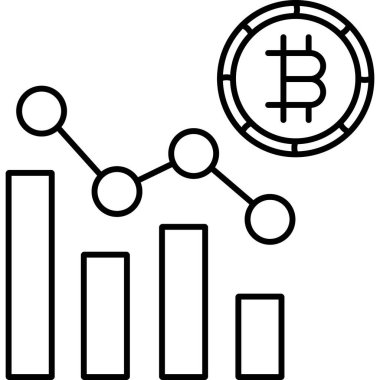 İzole edilmiş arka plana sahip Bitcoin Analitik illüstrasyonuName 