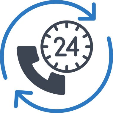 İzole edilmiş arkaplan ile 24 Saat Hizmet illüstrasyonu 