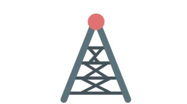 İzole edilmiş bir arkaplan ile kule sinyal canlandırması
