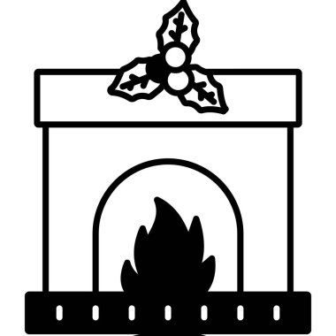 İzole edilmiş arkaplan ile şömine illüstrasyonu