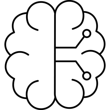 İzole edilmiş arkaplan ile Ai Beyin Çipi çizimi 