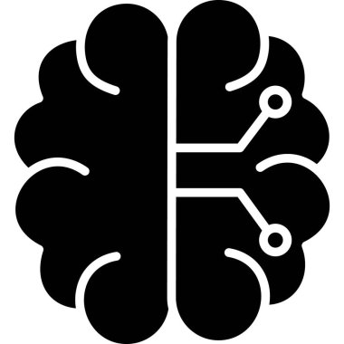 İzole edilmiş arkaplan ile Ai Beyin Çipi çizimi 