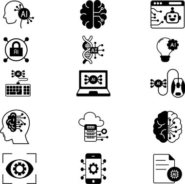 İzole edilmiş arka plana sahip Yapay Zeka illüstrasyonu 
