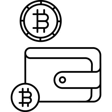 İzole edilmiş arkaplanı olan Bitcoin Cüzdanı illüstrasyonu 