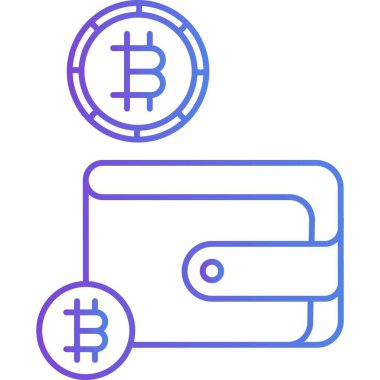 İzole edilmiş arkaplanı olan Bitcoin Cüzdanı illüstrasyonu 