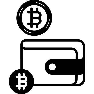 İzole edilmiş arkaplanı olan Bitcoin Cüzdanı illüstrasyonu 