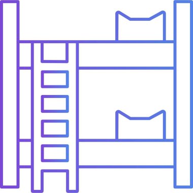 İzole edilmiş arkaplanı olan ranza yatak illüstrasyonu 