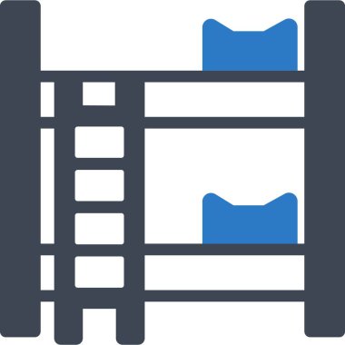 İzole edilmiş arkaplanı olan ranza yatak illüstrasyonu 