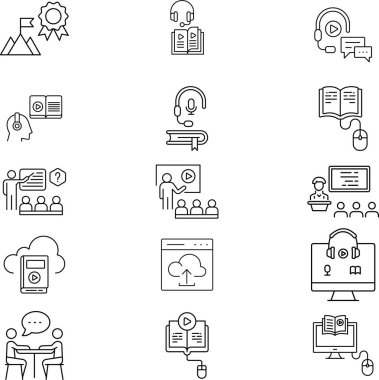 İzole edilmiş arkaplan ile çevrimiçi öğrenme illüstrasyonu 
