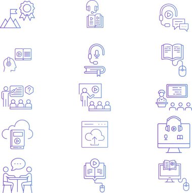 İzole edilmiş arkaplan ile çevrimiçi öğrenme illüstrasyonu 