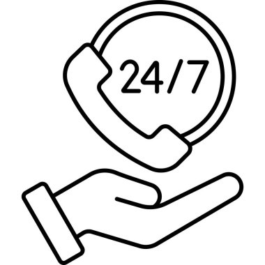  İzole edilmiş arka plana sahip 24 Servis illüstrasyonu 