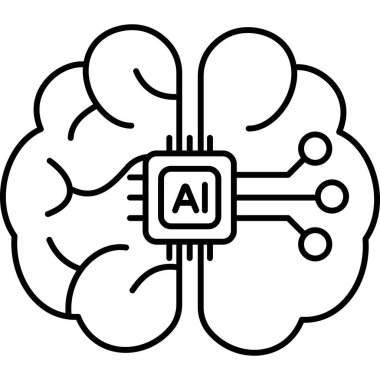 İzole edilmiş arkaplan ile Ai Beyin illüstrasyonu