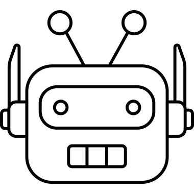 İzole edilmiş arkaplanı olan Robot Baş çizimi