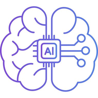 İzole edilmiş arkaplan ile Ai Beyin illüstrasyonu