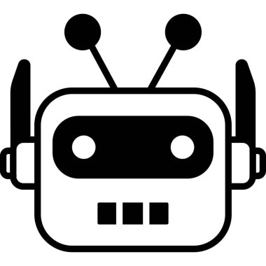 İzole edilmiş arkaplanı olan Robot Baş çizimi