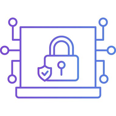  İzole edilmiş arka plana sahip Siber Güvenlik Kalkanı illüstrasyonu 