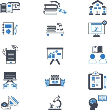 İzole edilmiş arkaplan ile Eğitim ve Öğrenme illüstrasyonları 